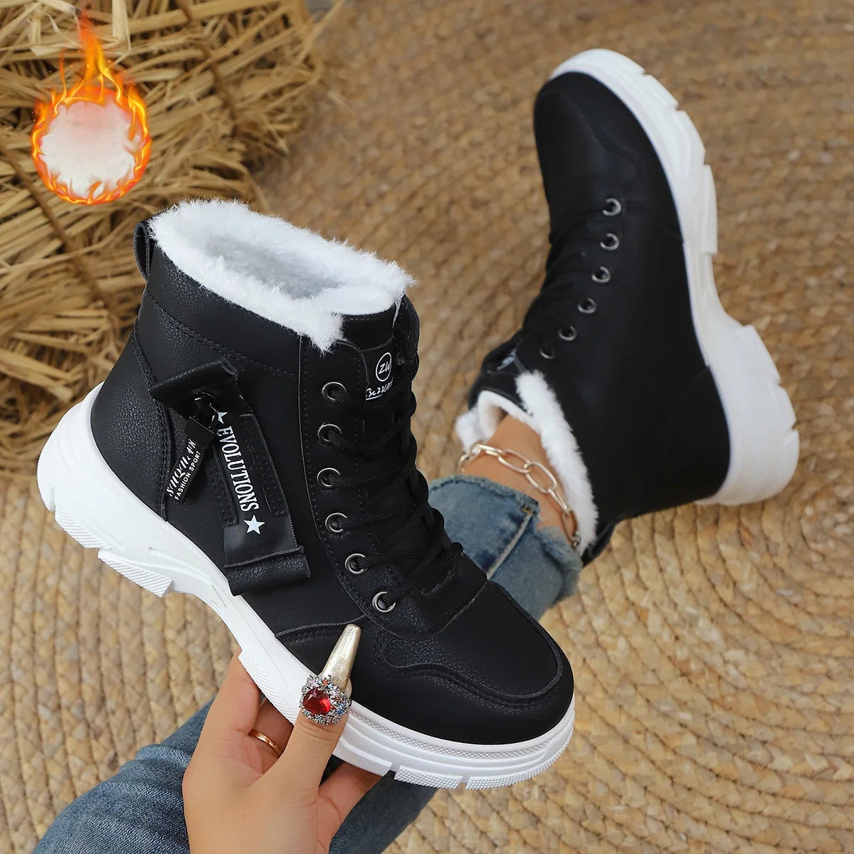 Botas Tobillo Mujer 2025 Cálidas - Plataforma Deportivas Nieve Invierno