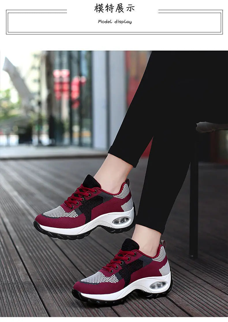 Tenis Mujer Air Cushion - Zapatillas Plataforma Gimnasio Jogging Transpirables