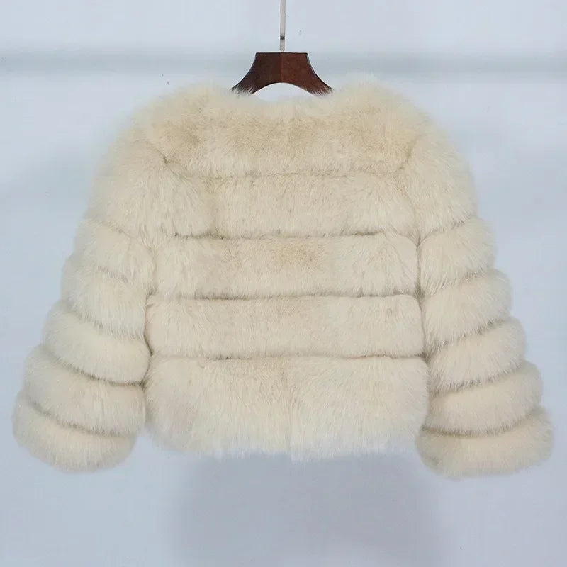 Abrigo Piel Zorro Mujer Invierno 2025 - Chaqueta Lujo Mapache Natural