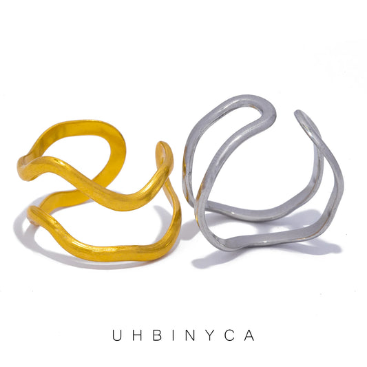 Anillo Doble Capa Ajustable - Acero Inoxidable Minimalista Hipoalergénico