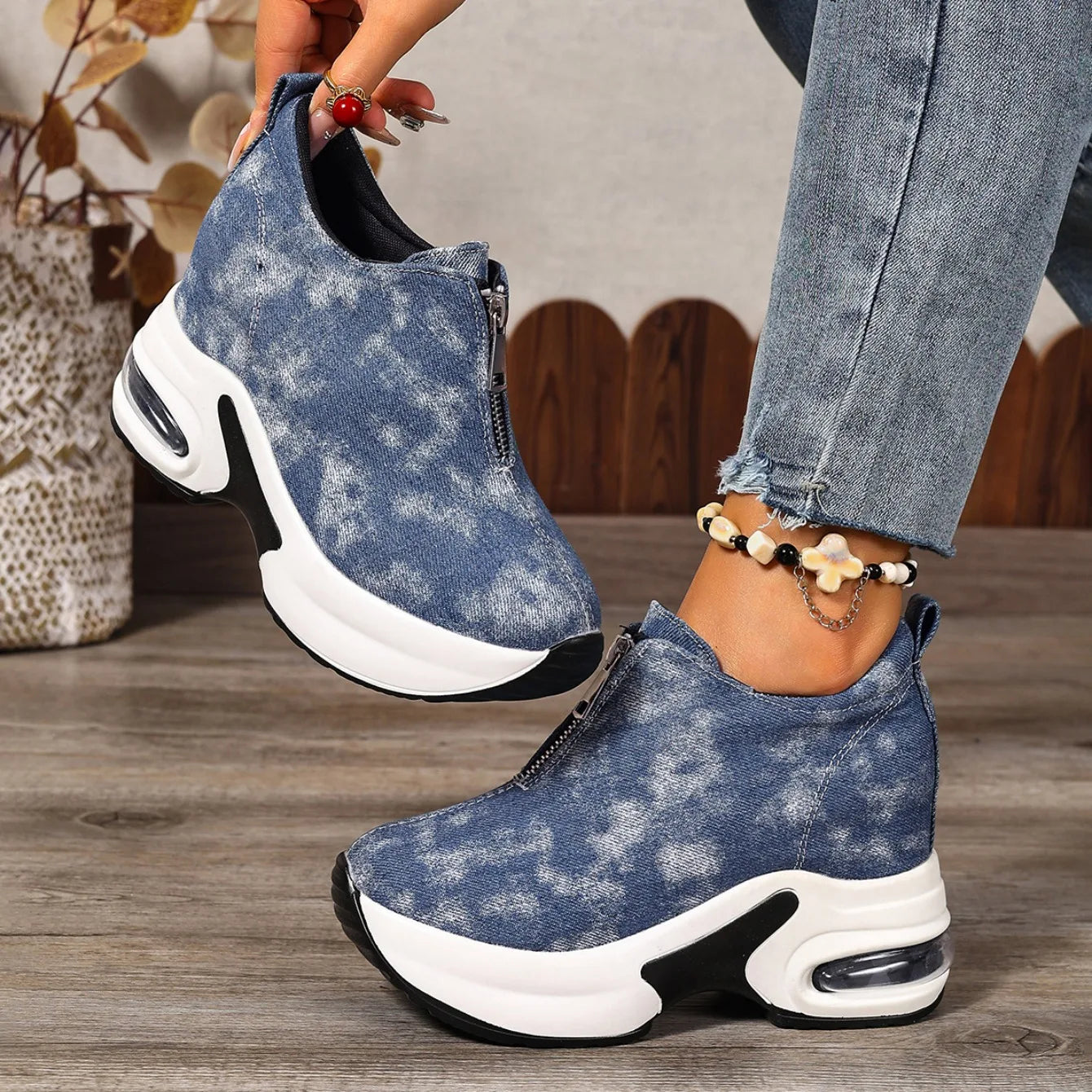 Sneakers Antideslizantes Mujer 2025 - Zapatillas Plataforma Cuña Slip-On Vulcanizadas