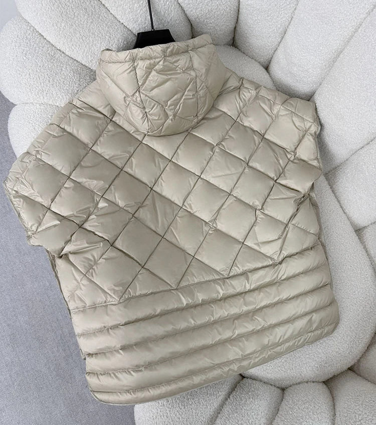 Chaleco Mujer Plumas Pato Capucha 2025 - Chaqueta Sin Mangas Irregular