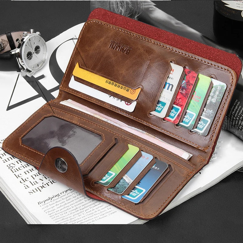 Cartera Cuero Hombre Tríptico - Hebilla Magnética Tarjetero Monedero Negocios