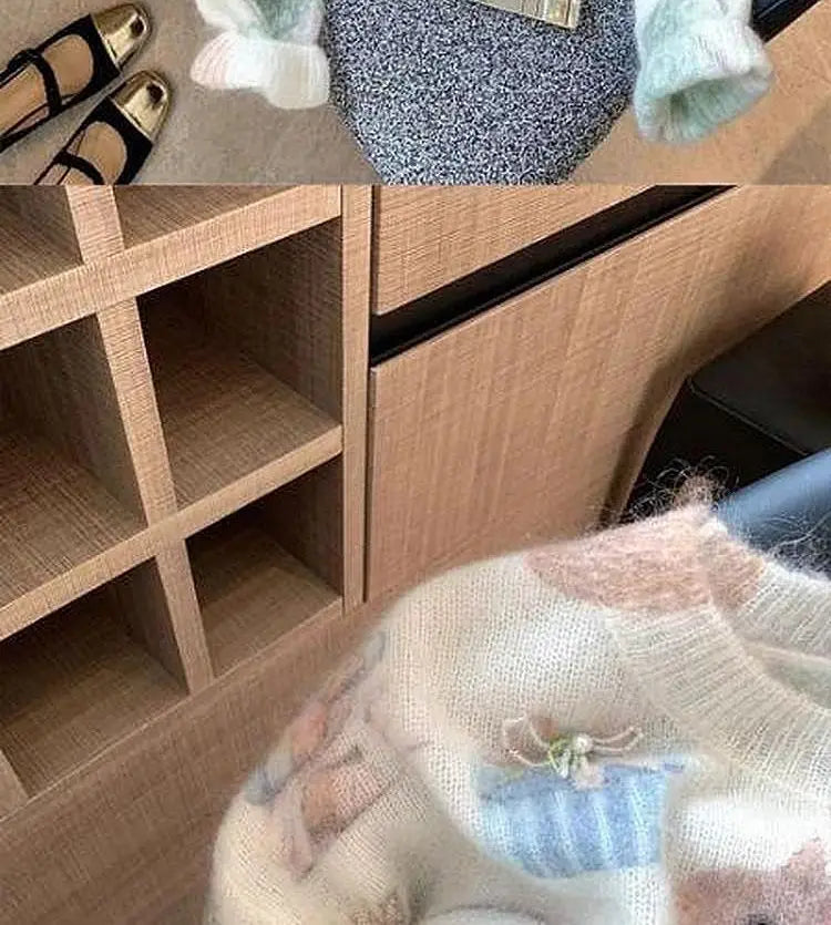 Jersey Mujer Otoño Invierno Estilo Suave - Holgado Versátil Estampado Perlas