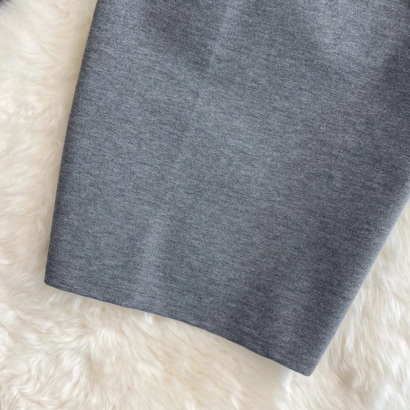 Falda Oficina Mujer Lápiz - Falda Cintura Alta Abertura Negra Roja Gris