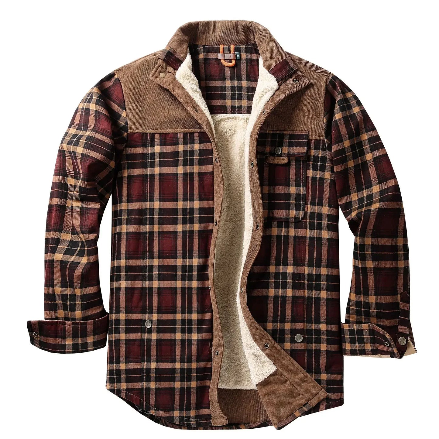 Camisa Hombre Cuadros Forro Polar Invierno - Europea Americana Casual Gruesa Algodón Chaqueta S-XXXXL