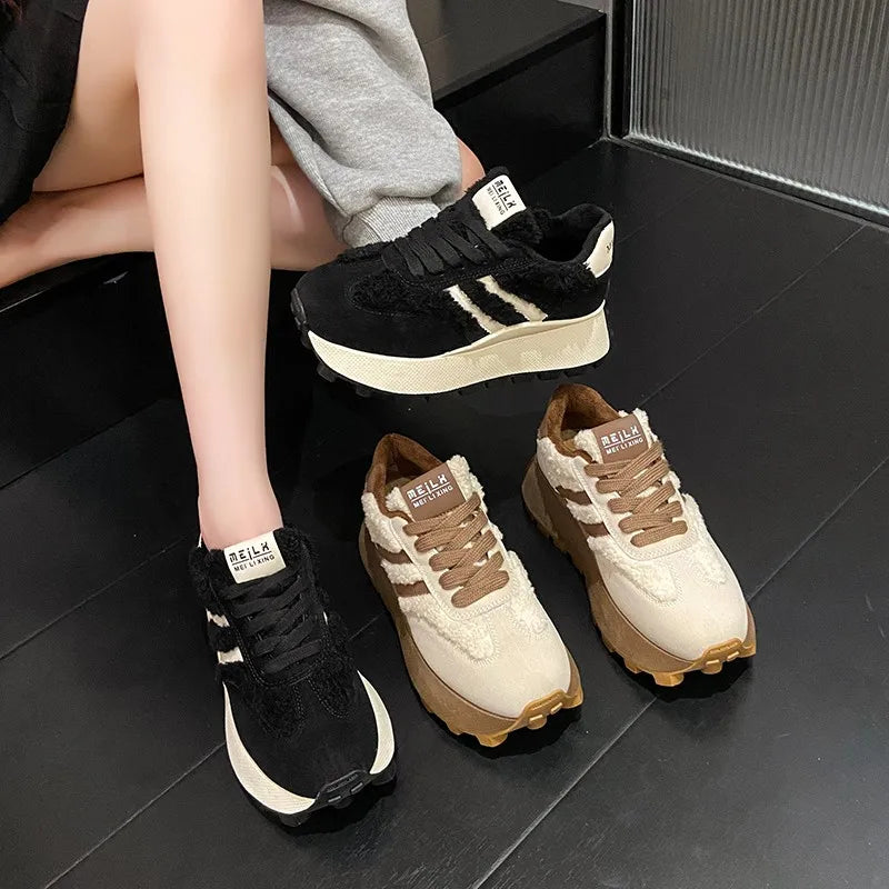Zapatillas Mujer Invierno Deportivas - Suela Gruesa Cálidas Casual