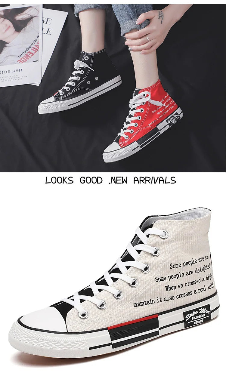 Sneakers High Top Mujer Designer - Zapatillas Canvas Plataforma Talla Grande