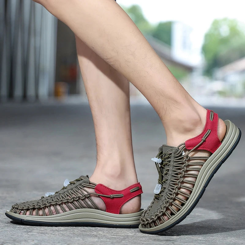 Sandalias Hombre Verano Tejidas - Outdoor Transpirables Slip-On Tallas Grandes