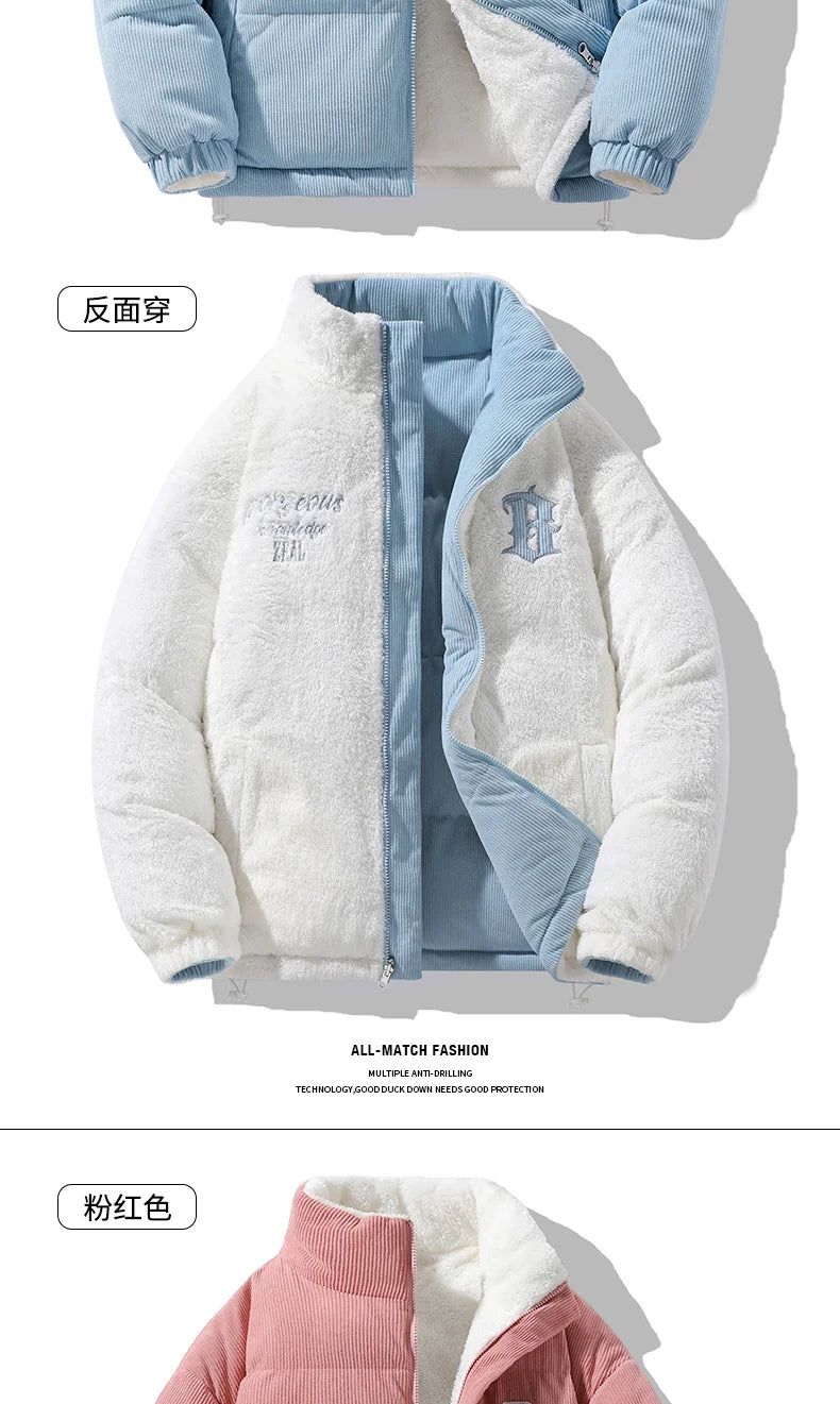 Chaqueta Hombre Invierno Pana Cordero - Parka Denim Outdoor Cálida Holgada