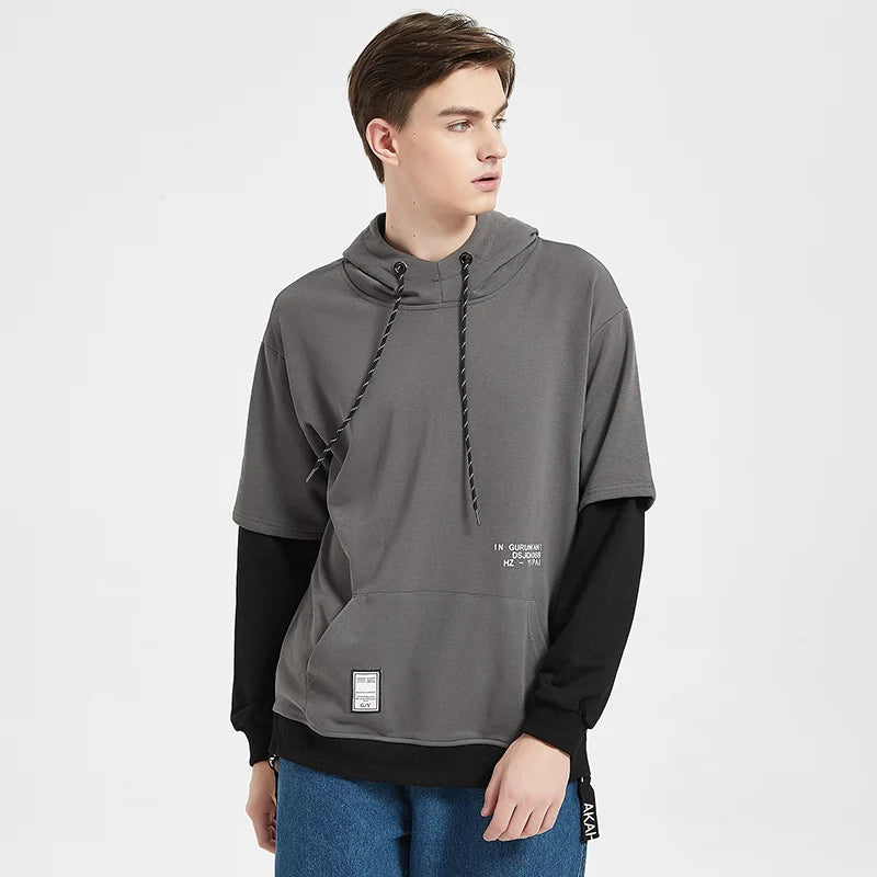 Sudadera Hombre Patchwork Hip Hop - Hoodie Pullover Streetwear Colorblock