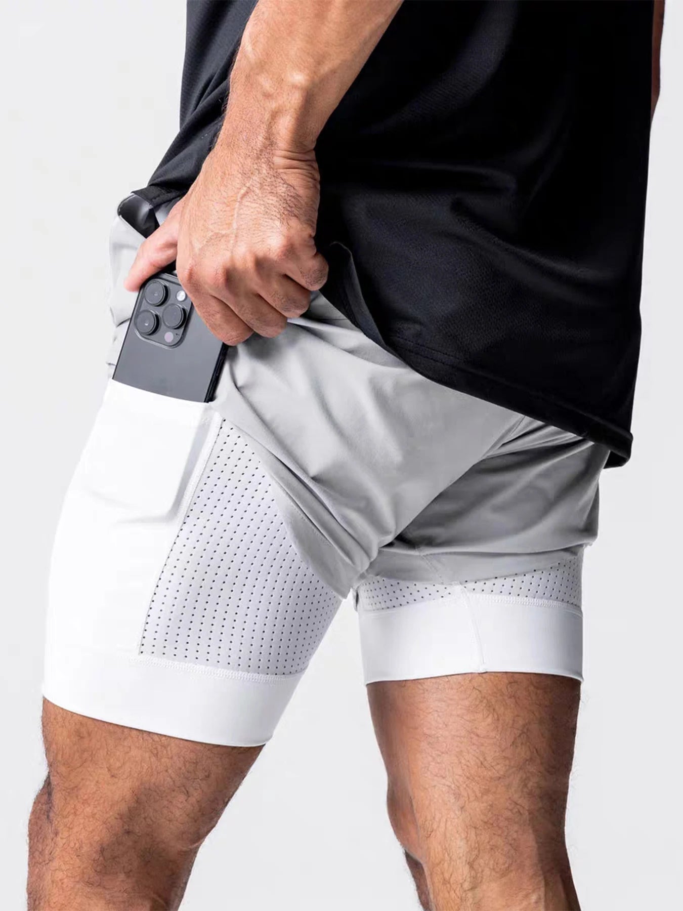 Shorts Deportivos Hombre Doble Capa - Pantalones Baloncesto Secado Rápido