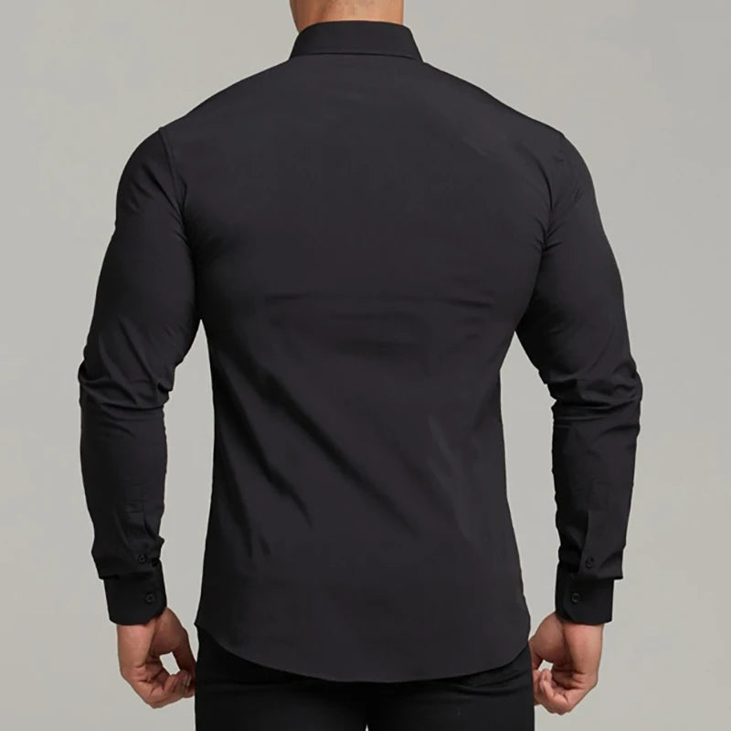 Camisa Hombre Otoño Slim Business - Manga Larga Casual Social Vestir Fitness Deportiva