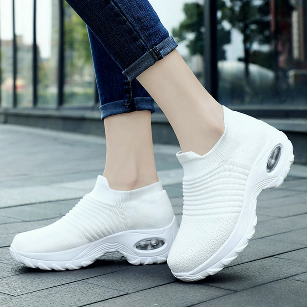 Sneakers Chunky Plataforma Mujer - Zapatillas Tejidas Casual Loafers