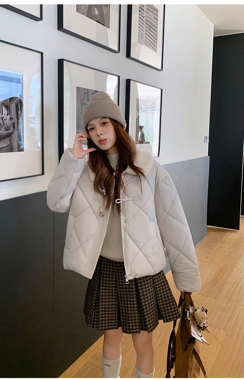 Chaqueta Algodón Mujer Tendencia - Chaqueta Estilo Chino Cuello Lana 2025