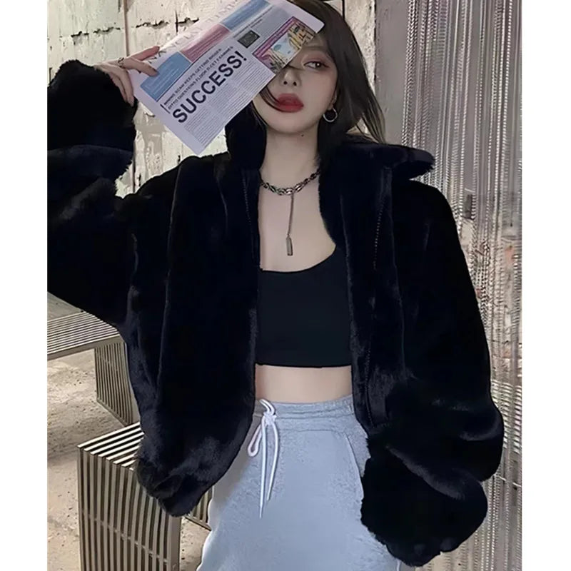 Abrigo Piel Conejo Rex Mujer - Abrigo Largo Holgado Cremallera Invierno