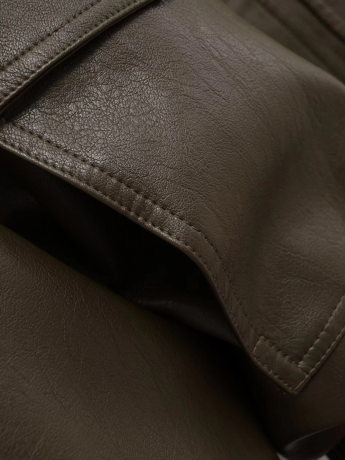 Chaqueta Cuero Mujer Retro Workwear - Chaqueta Bolsillos Cremallera 2025