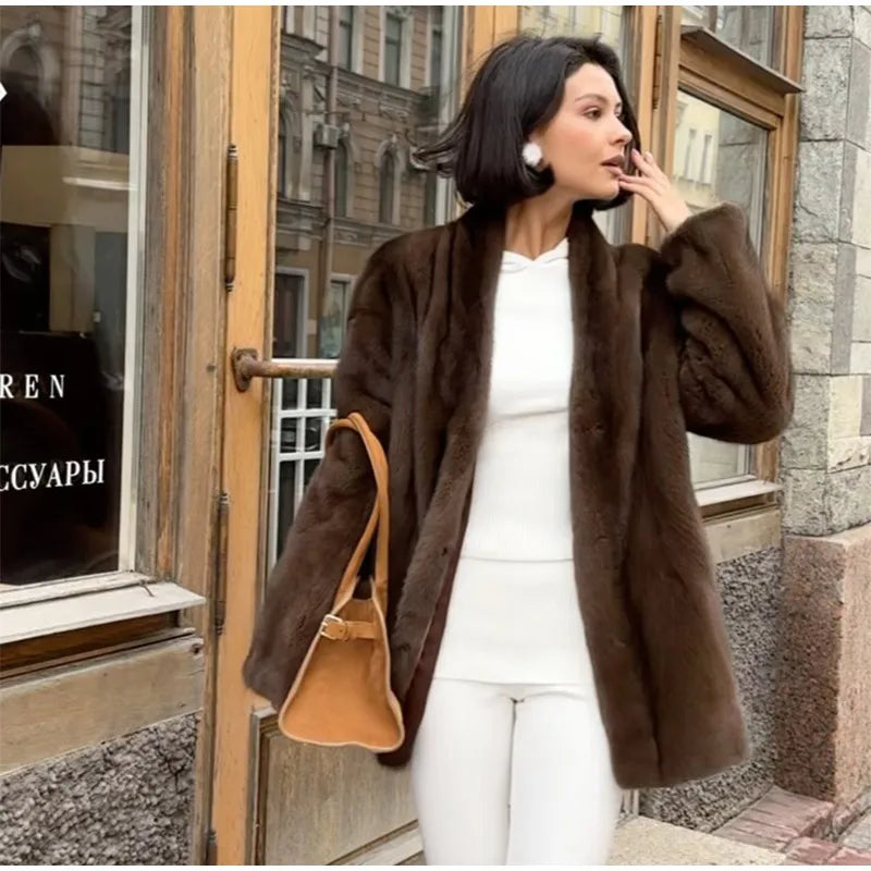 Chaqueta Piel Sintética Mujer Lujo - Chaqueta Cinturón Cuello V