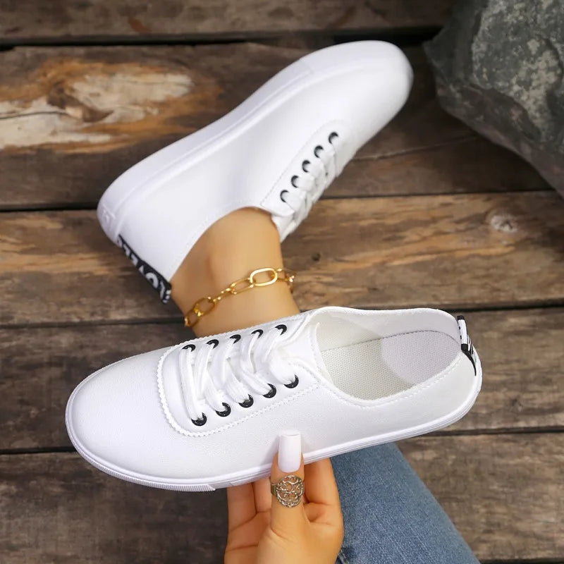 Sneakers Mujer Verano 2025 - Zapatillas Transpirables Suela Suave Blancas