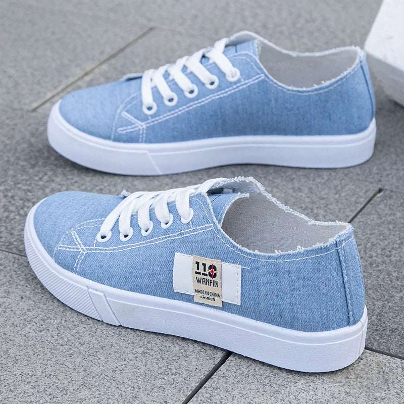 Sneakers Canvas Denim Mujer 2025 - Zapatillas Low Top Planas Primavera Verano