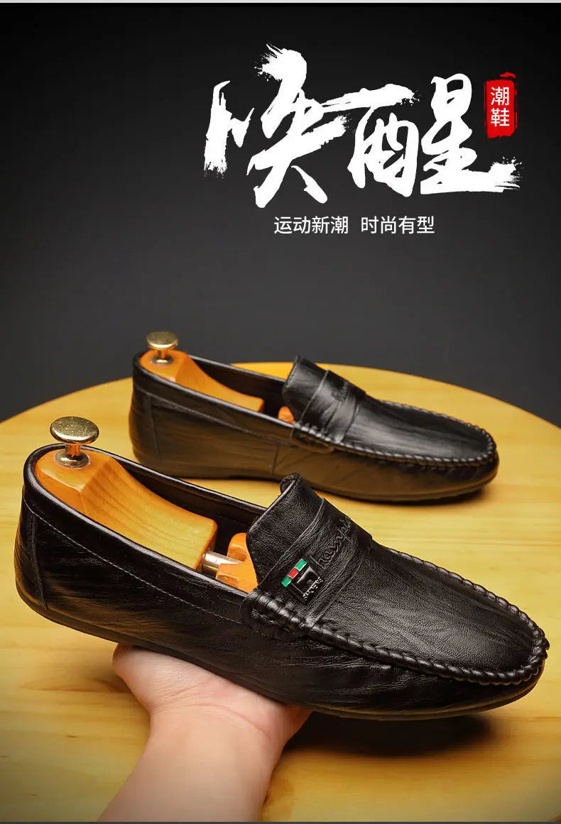 Mocasines Hombre Blancos Cuero - Vestir Casual Slip-On Primavera Otoño Designer