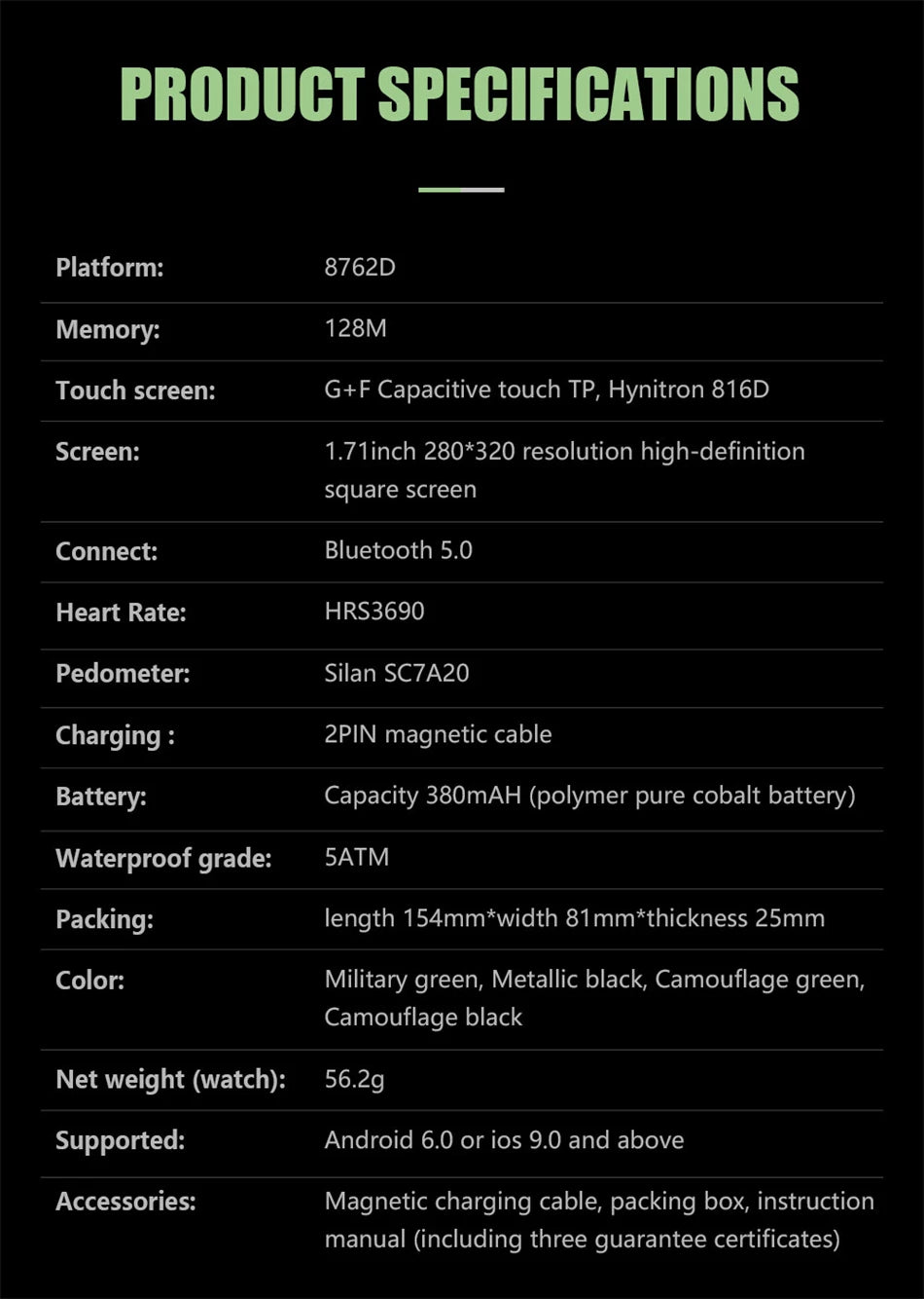 Smartwatch IP68 ATM Natación - Deportivo Outdoor Fitness Tracker Salud para Android iOS