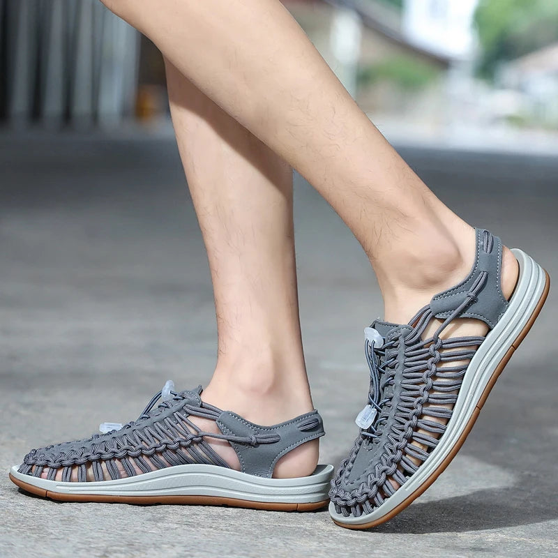 Sandalias Hombre Verano Tejidas - Outdoor Transpirables Slip-On Tallas Grandes