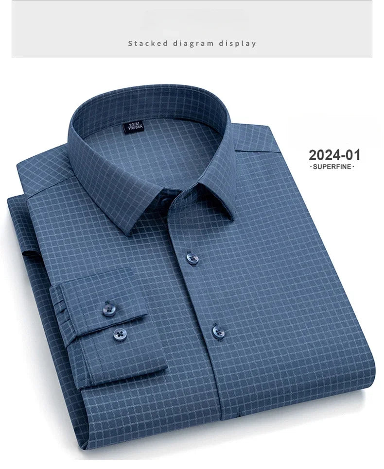 Camisa Hombre Estampada Vintage Slim Fit - Manga Larga Cuadros Suave Fashion Designer