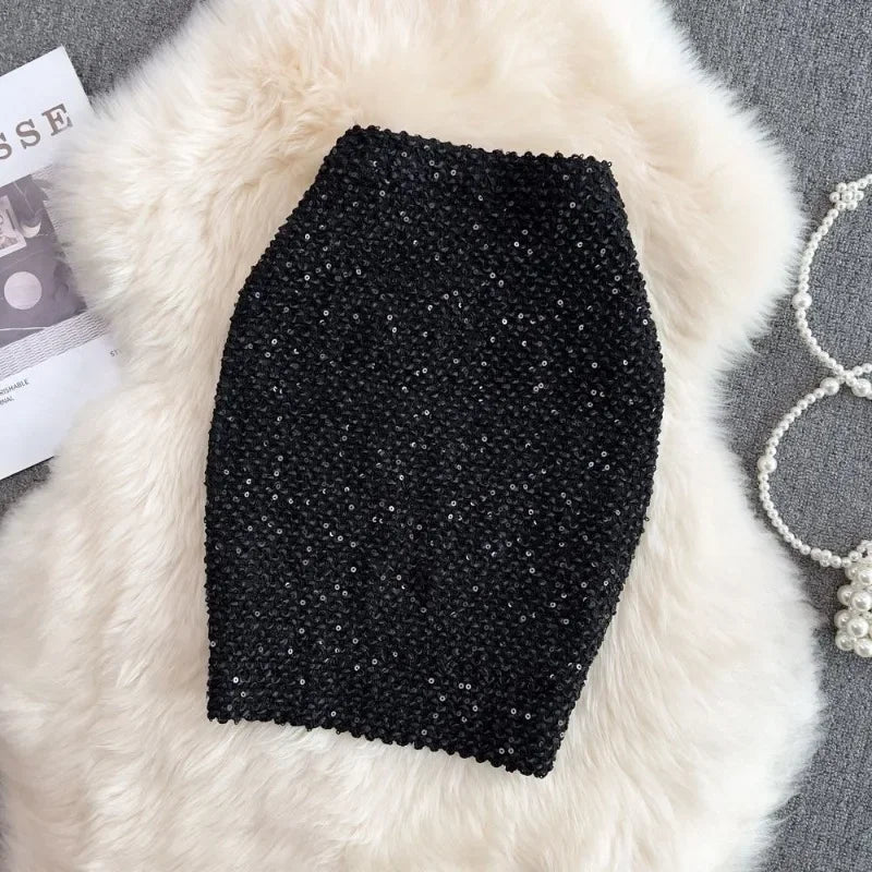 Falda Lentejuelas Mujer Oficina - Falda Elegante Formal Premium Coreana