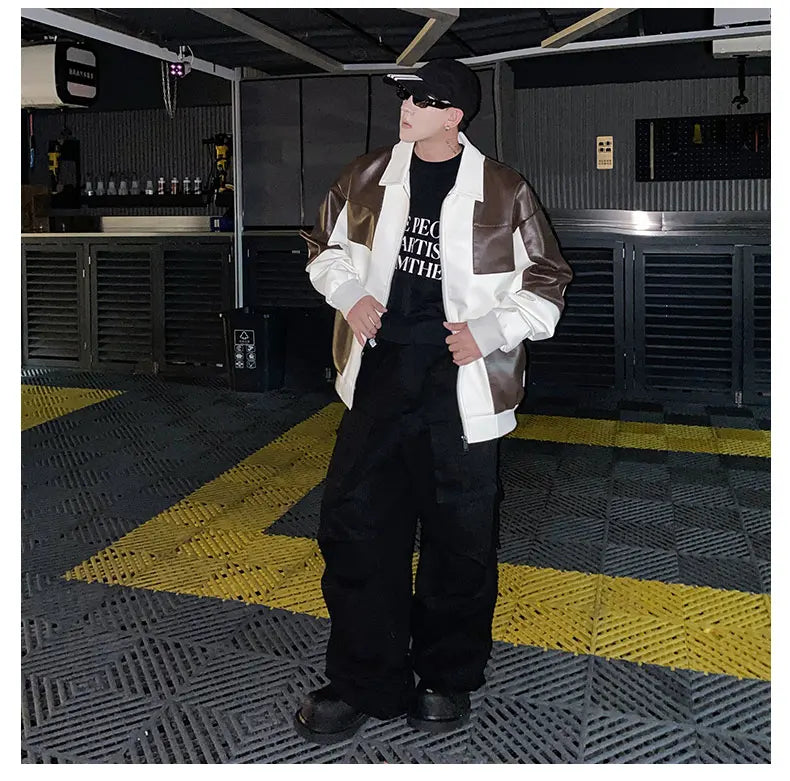 Chaqueta Cuero Hombre Motocicleta - Bomber Biker Otoño Invierno