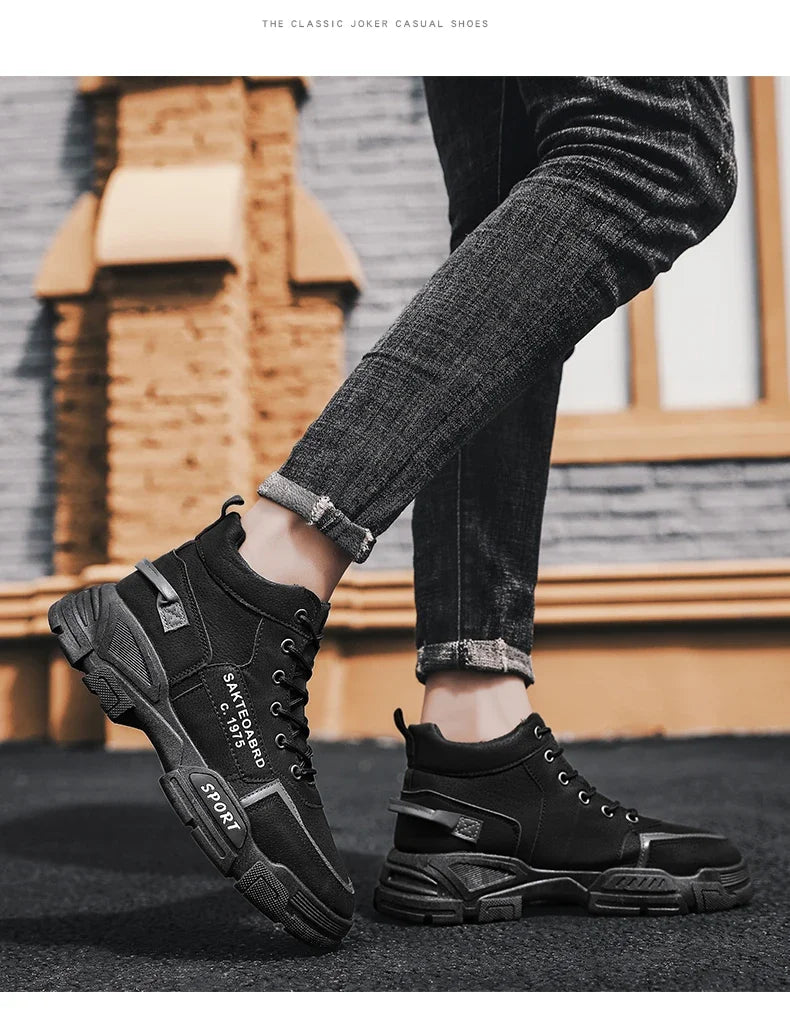 Botas Hombre Casual Suela Suave - Antideslizantes 4 Estaciones Trabajo Outdoor Estudiante Deportivas Fashion Youth Versátiles Trendy