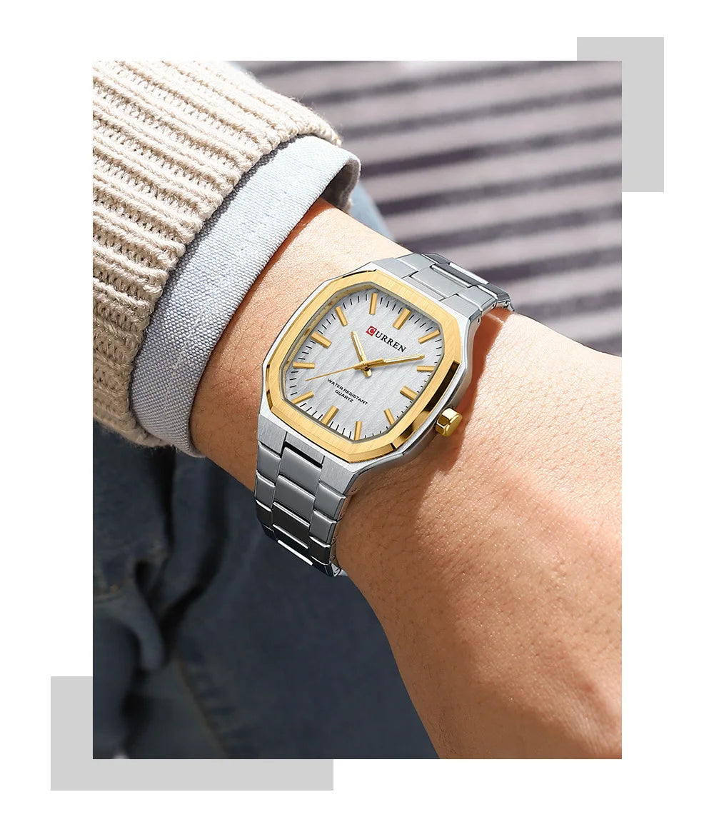 Reloj CURREN 8458 para Hombre - Cuarzo Business Resistente al Agua con Correa de Acero