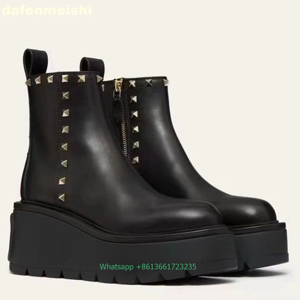 Botas Chelsea Mujer Cuña Plataforma - Negro Rojo Terciopelo Invierno