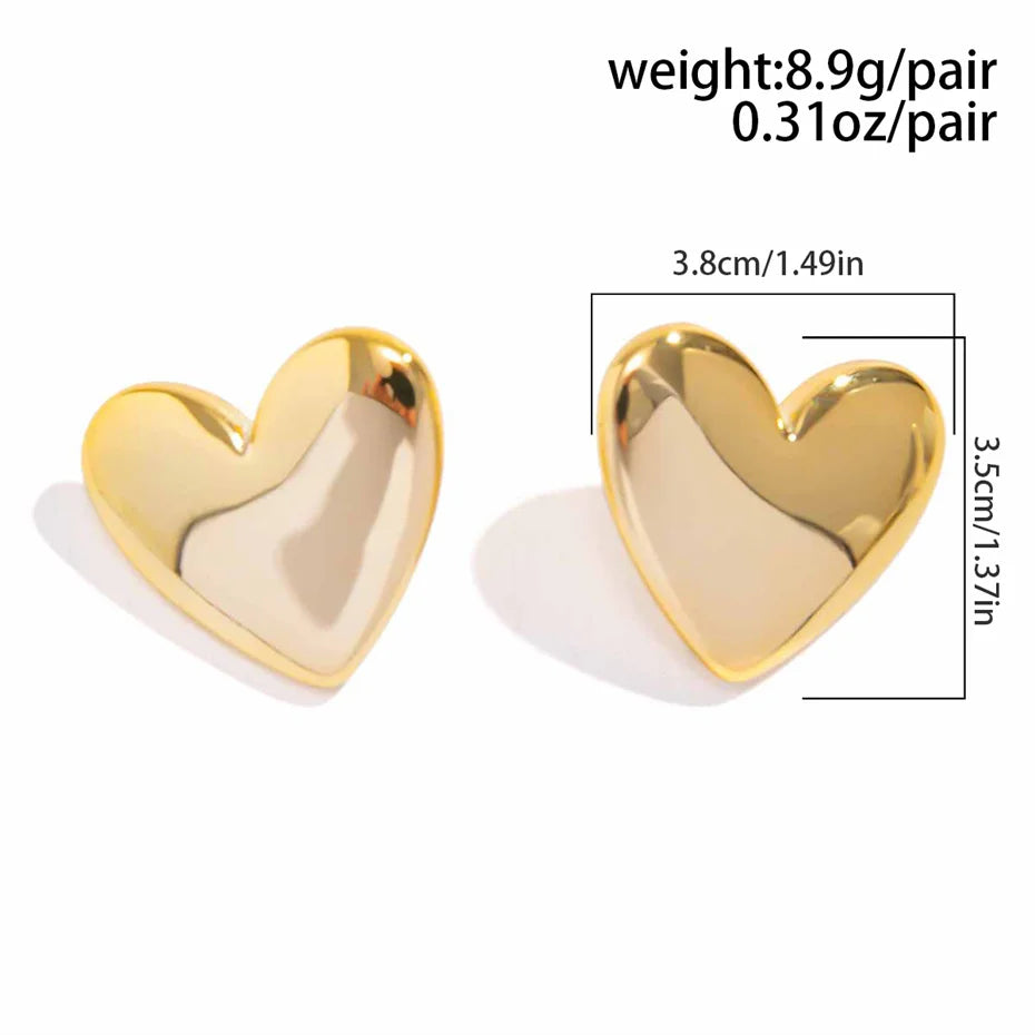 Pendientes Corazón Amor Minimalistas - Punk Dorado Goth Mujer 2024