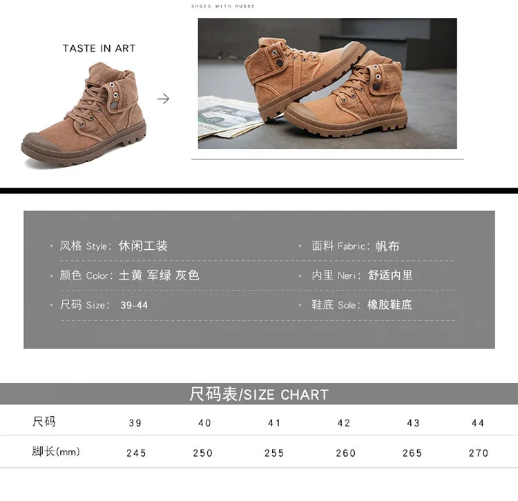 Botines Hombre Outdoor Canvas - Botas Casual Transpirables Cordones