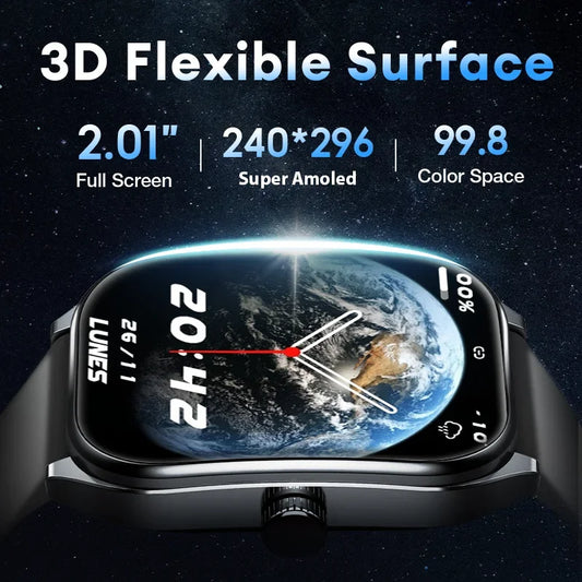 Smartwatch Hombre 2.01'' AMOLED Pantalla Curva - IP68 Bluetooth 5.3 Llamadas Asistente IA Fitness