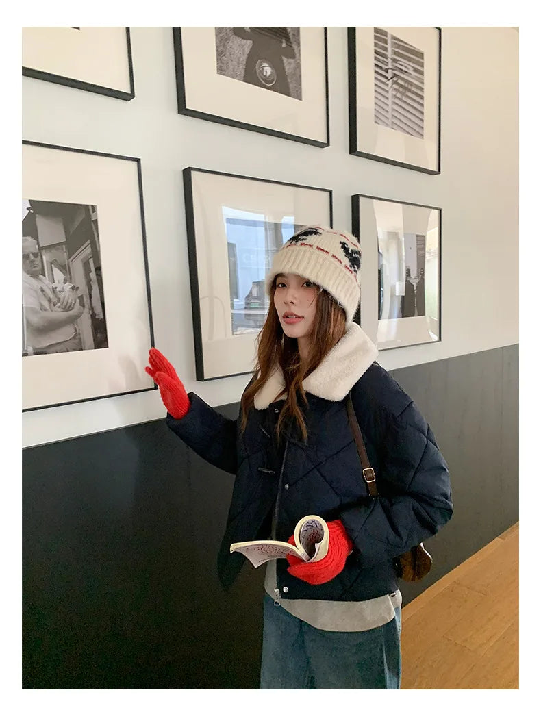 Chaqueta Algodón Mujer Tendencia - Chaqueta Estilo Chino Cuello Lana 2025