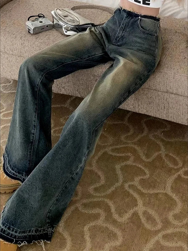 Jeans Acampanados Mujer Americanos - Pantalón Denim Vintage Harajuku