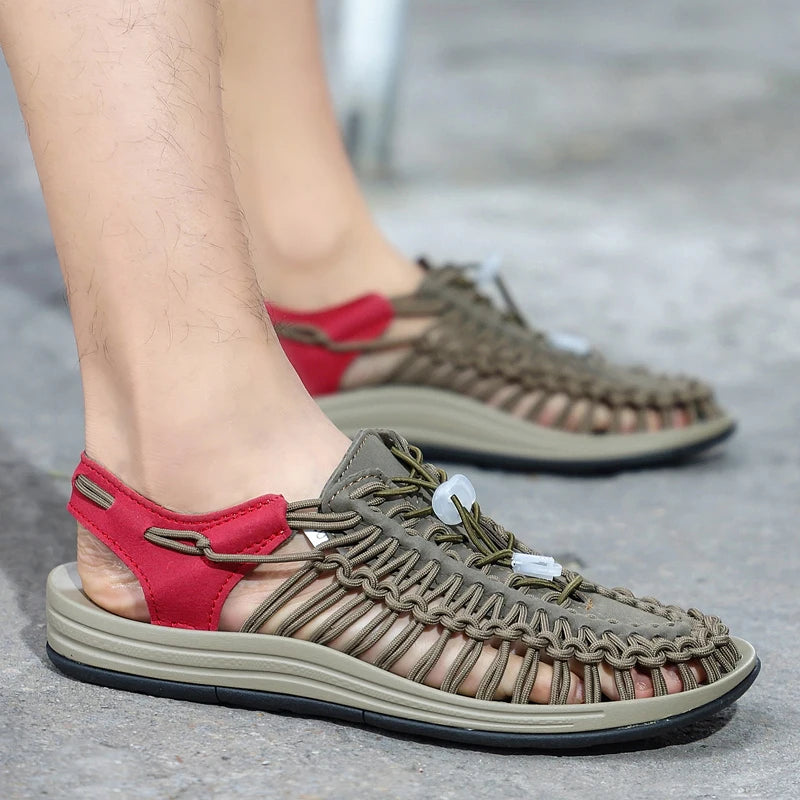 Sandalias Hombre Verano Tejidas - Outdoor Transpirables Slip-On Tallas Grandes