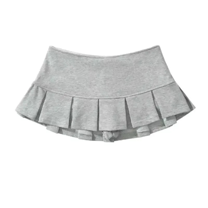 Falda Y2K Mini Mujer Plisada - Falda Cintura Baja Gris Vintage Sexy