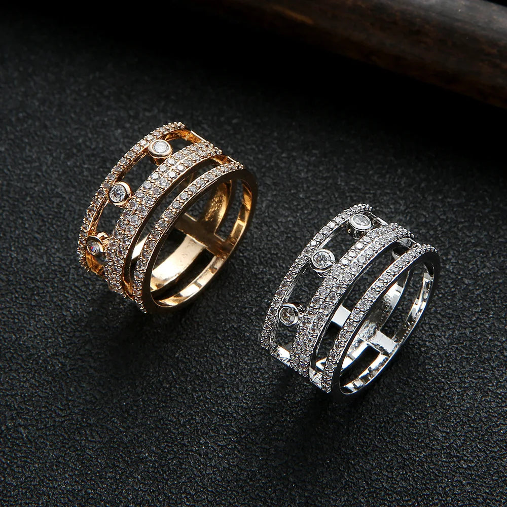 Anillos Apilables Inicial Brasil - Lujo Elegante Circonita Boda
