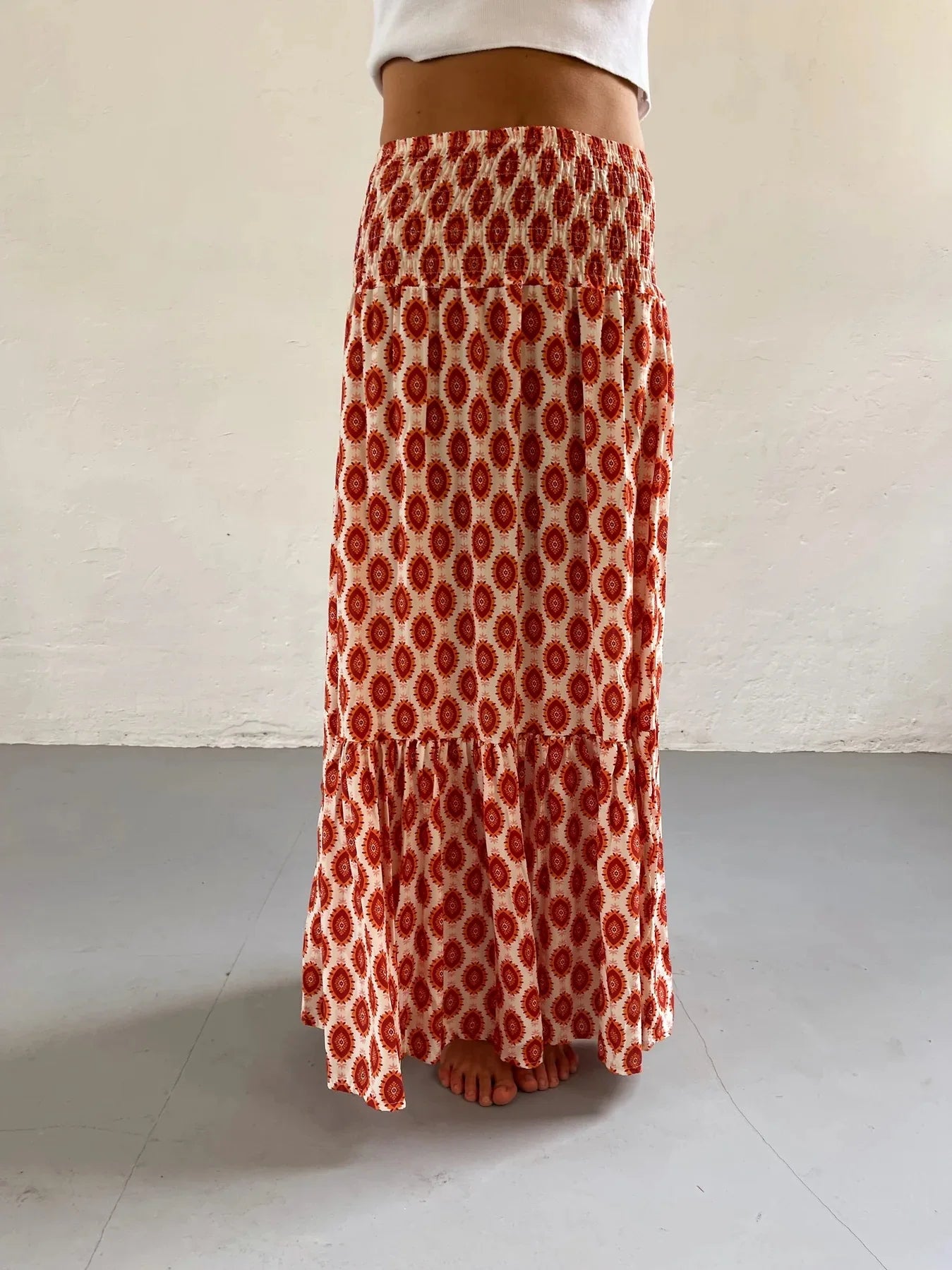 Falda Boho Mujer Casual - Falda Maxi Floral Cintura Elástica Playa Primavera