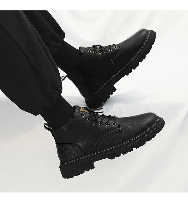 Botas Hombre 2024 Cuero Altas - Casual Fashion Retro All-Match Trabajo Desert