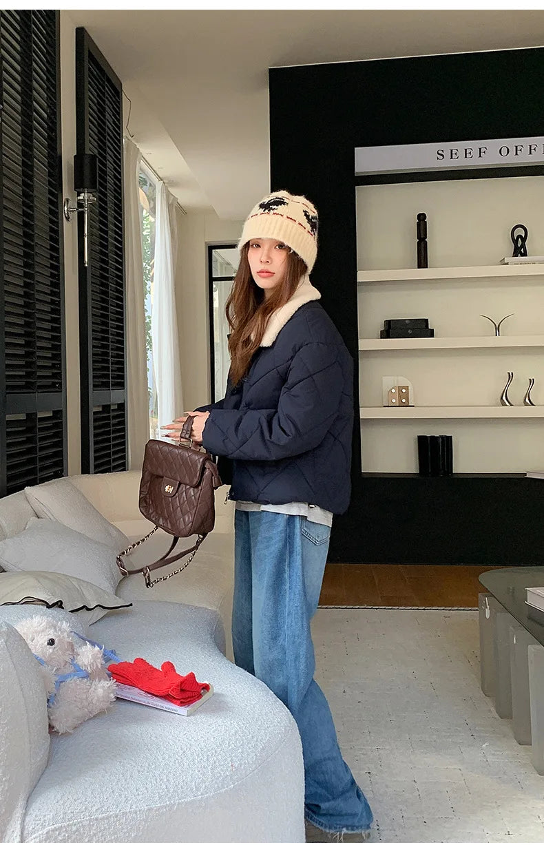 Chaqueta Algodón Mujer Tendencia - Chaqueta Estilo Chino Cuello Lana 2025