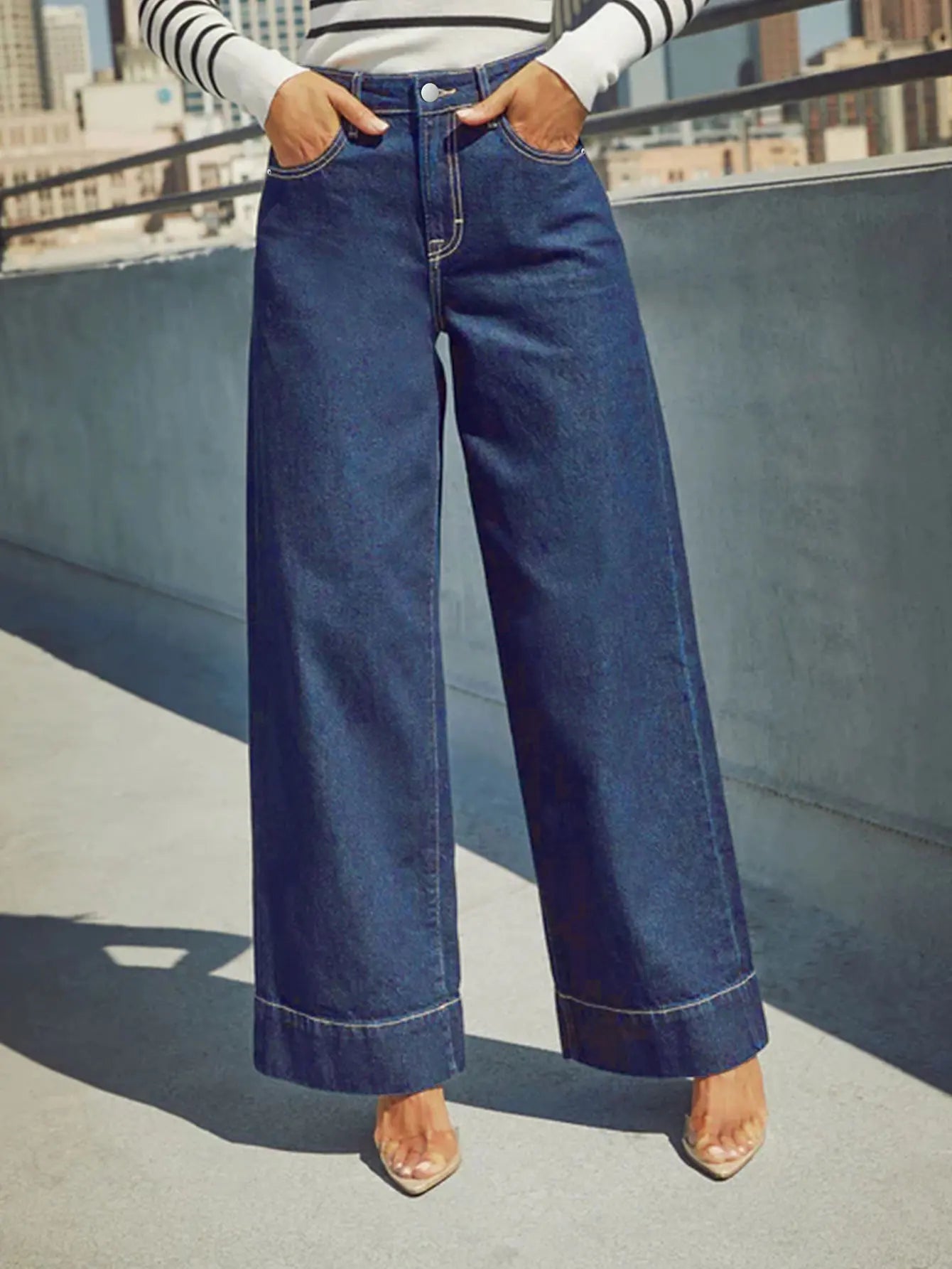 Jeans Mujer Pierna Ancha Cintura Alta - Pantalón Denim Verano 2025