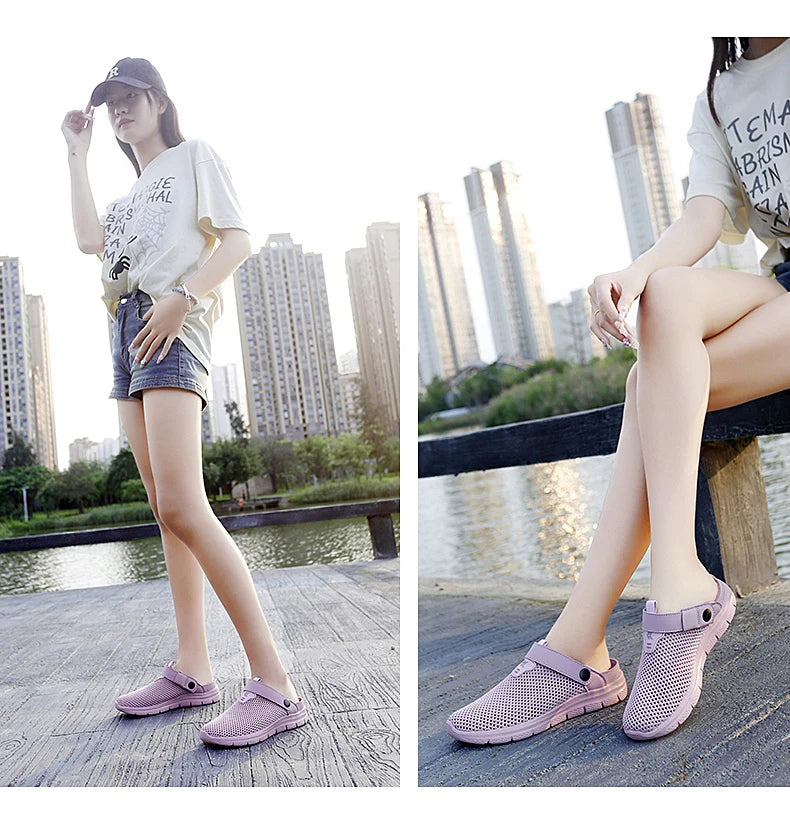 Sandalias Playa Mujer Transpirables - Zuecos Jardín Aqua Trekking Talla Grande