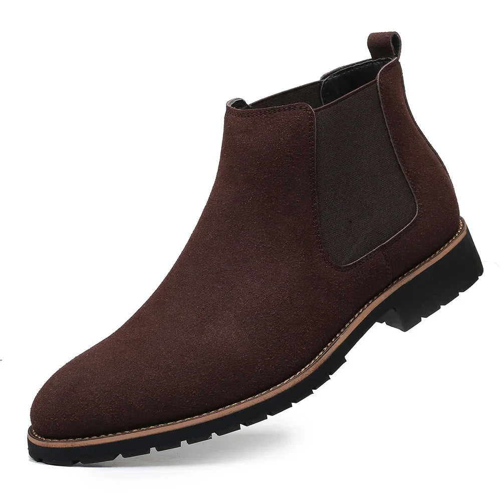Botines Hombre Fashion Chelsea - Cuero Tobillo Casual Negros Outdoor High-Top Boda