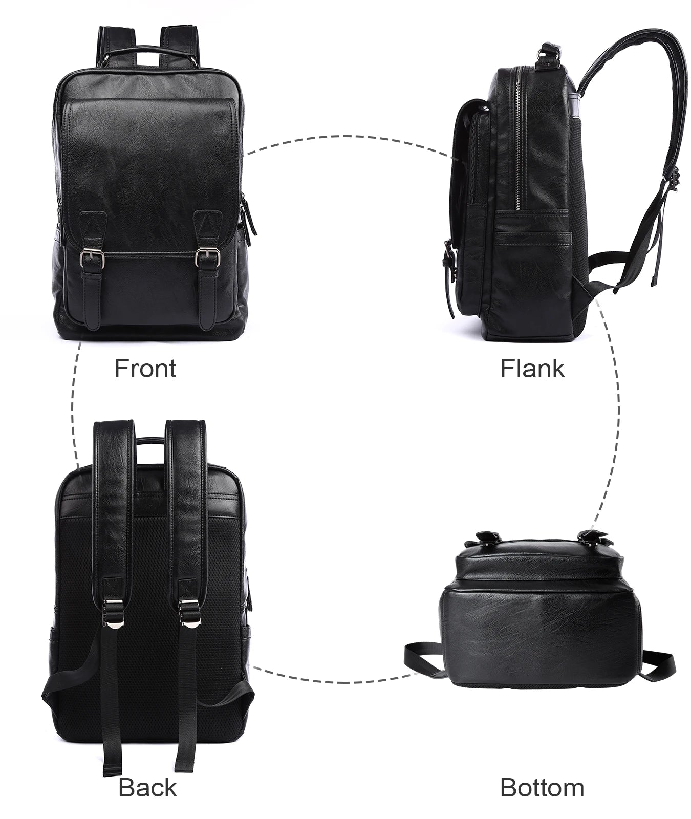 Mochila Cuero Hombre Laptop 14 Pulgadas - Viaje Business Puerto USB Resistente al Agua Daypack