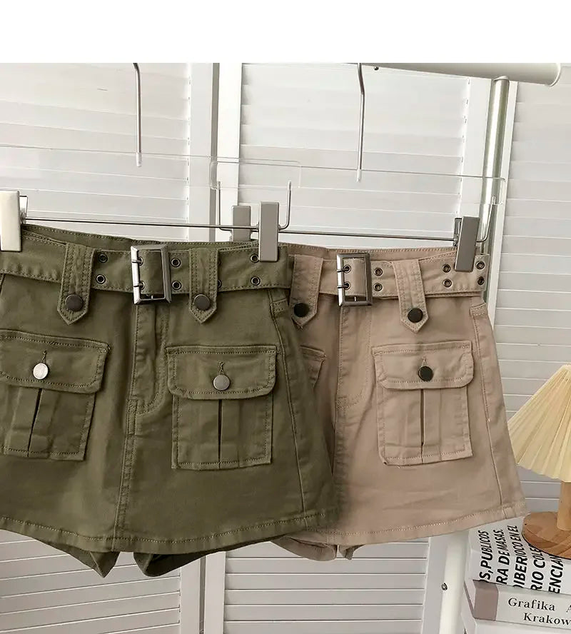 Falda Denim Mini Mujer Cargo - Falda Vaquera Bolsillos Cintura Alta 2025