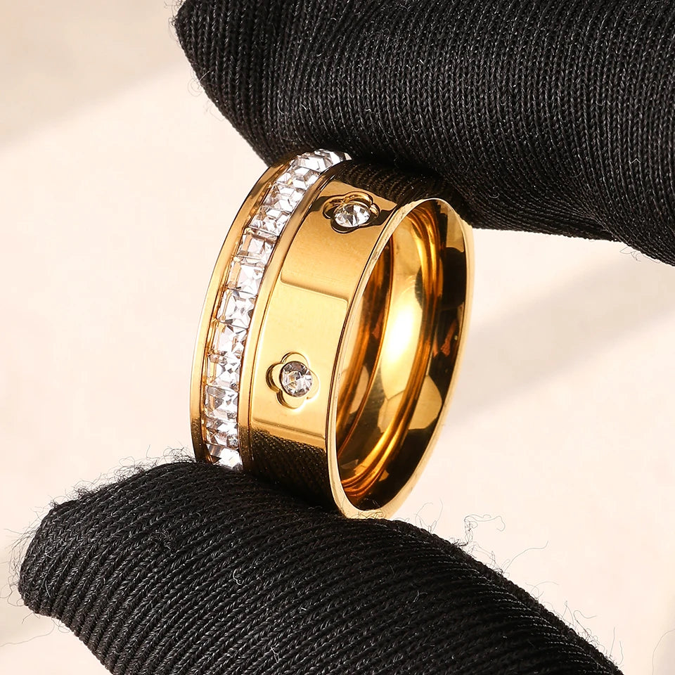 Set Anillos Multicapa Acero Inoxidable - Circonita Apilables Mujer